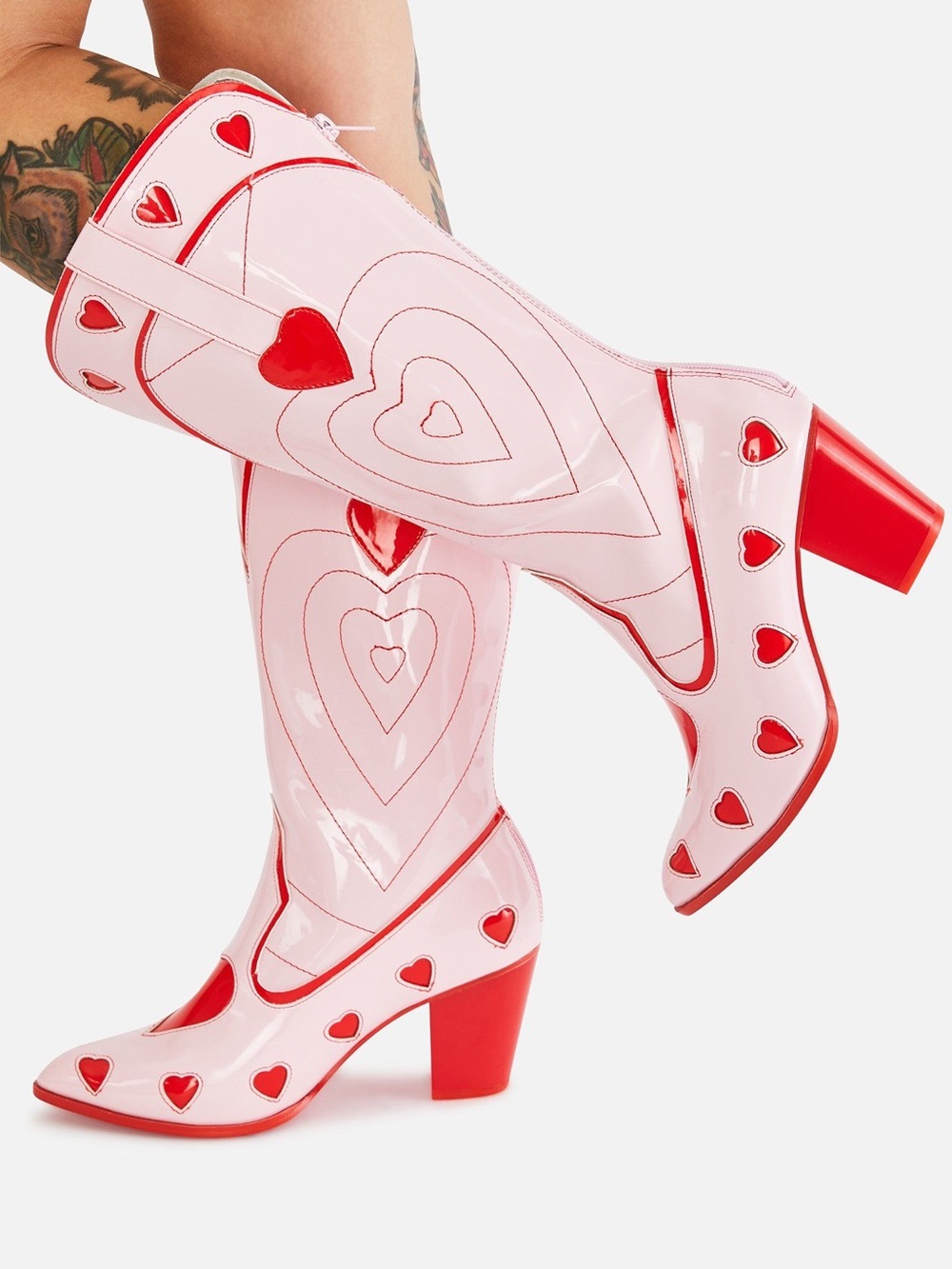 YRU Red Heart Space Cowgirl Boots Pink Womens 8 Heeled from Dollskill - Picture 6 of 16